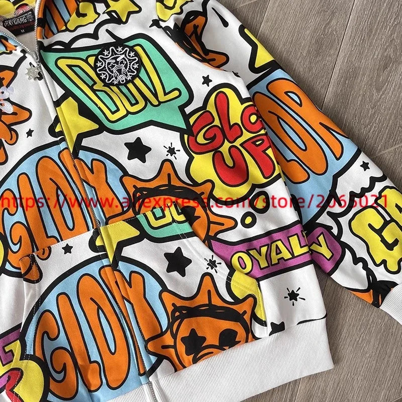 Towel Embroidered Cartoon Camouflage Glo Gang The Glory Full Zip Hoodi