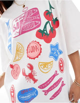 Vaporwave Static Tee – Emoji Field Graphic with Glitch Font