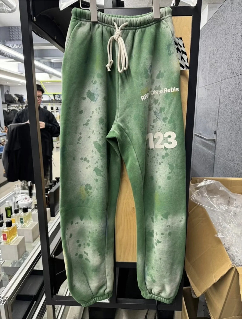 rrr123 brand fashion high street heavyweight best quality cotton washed distressed drawstring casual sport pants unique default style 6140