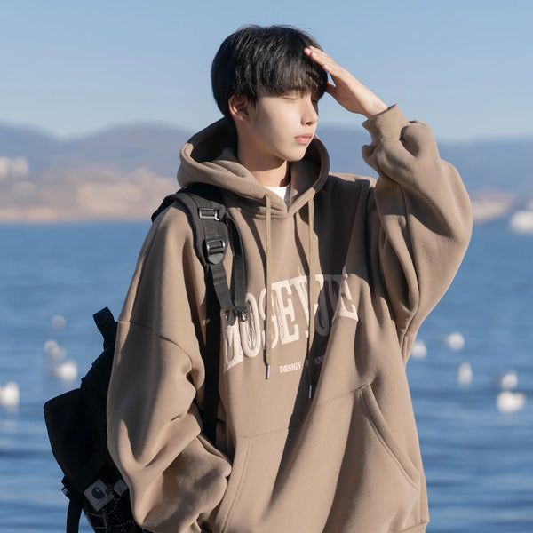 Spring and Autumn Trendy Hip Hop American High Street Men and Women Retro Letter Printed Hoodie Couple Loose Casual Top y2k