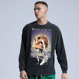 Trapwear Shirt – Rainbowtouches Washed T Shirt Men Oversized High Street Clot – Modern Streetwear for Everyone
