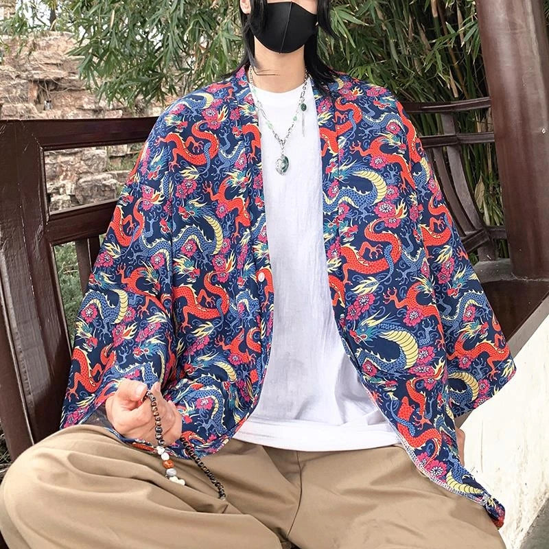Lightweight Kimono Jacket Dragon Print Kimono Cardigan New Arrival Street Shirt Harajuku Kimono