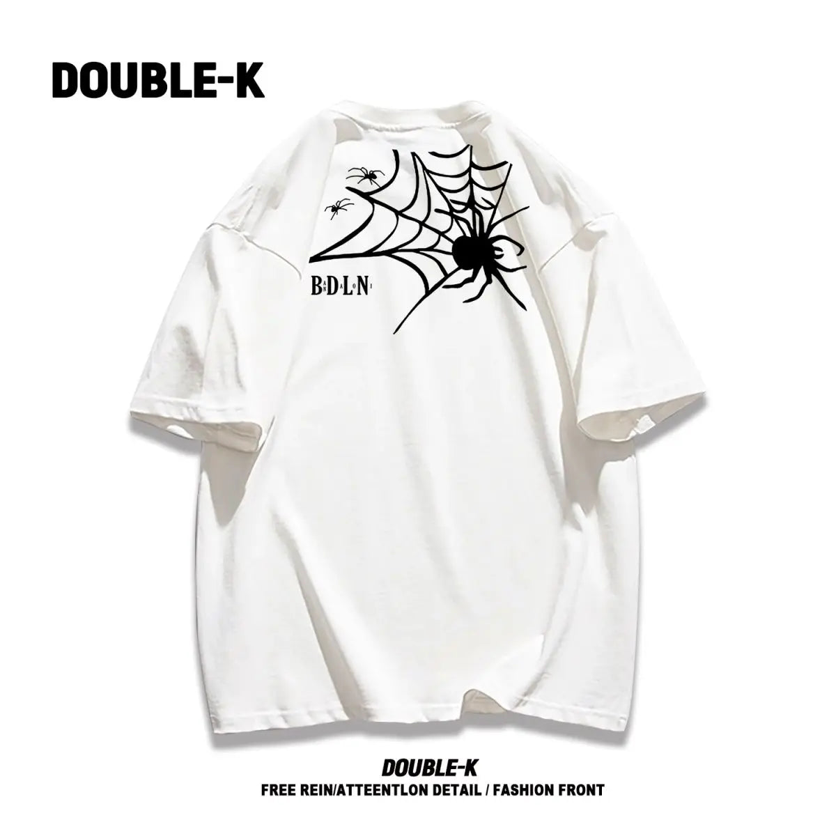 Y2k Broken heart – Trendy Street American Spider Web Print Round Neck Short Sle