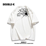 Y2k Broken heart – Trendy Street American Spider Web Print Round Neck Short Sle