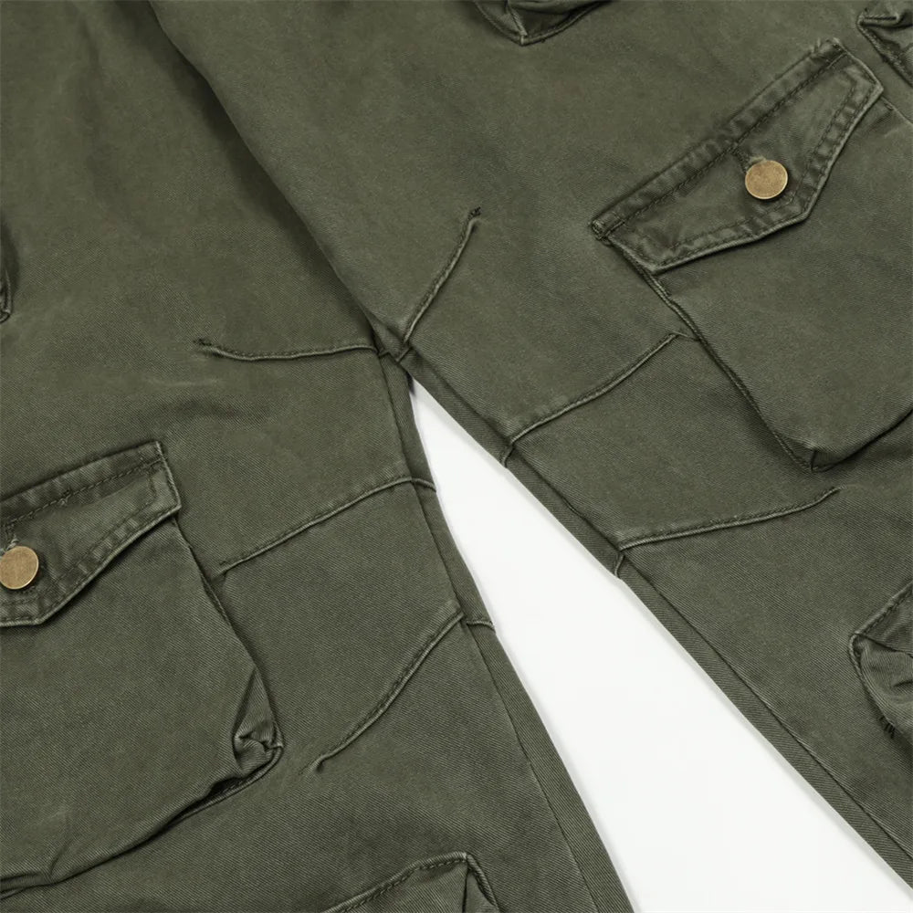 new multi pocket heavy industry washed cargo pants mens high rise loose y2k vintage streetwear oversized straight leg jeans utility cargo pants
