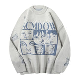 hip hop knitted anime oversized sweater mens ripped sleeve pullover streetwear unisex new casual loose sweaters jumpers knitwear - unisex casual winter pullover, vintage look oversized hoodie, oversized streetwear hoodie