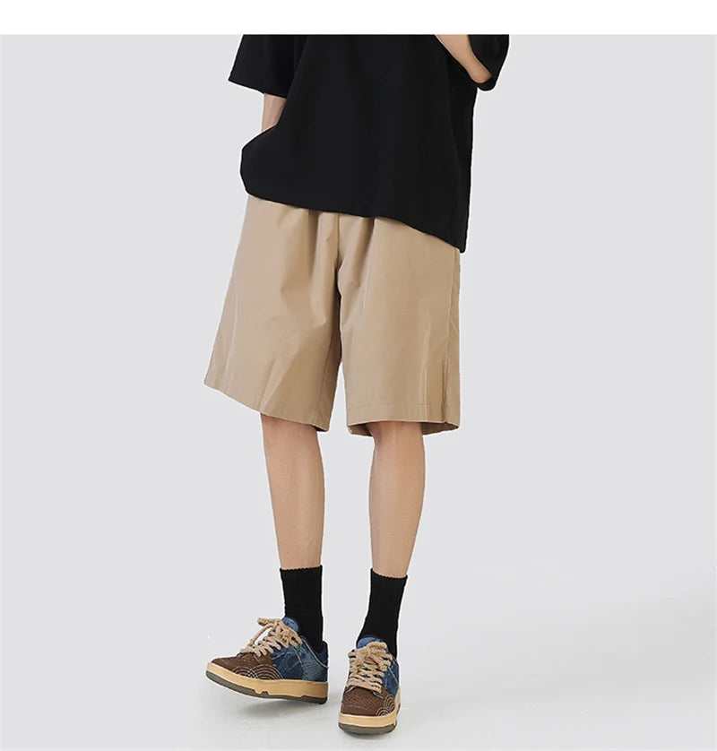 summer mens solid color straight shorts 2024 casual y2k wide leg short pants casual streetwear sweat baggy bermudas hombre unique shorts style 3327