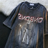Trapwear Melting smiley – Trendy Brand Loose Washed Old American Retro Devil Print Sho