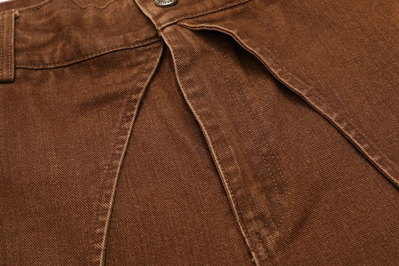2023 cool design bandage pockets vintage brown baggy men cargo jeans pants y2k hip hop women cotton long trousers pantaloni uomo unique cargo style 1863