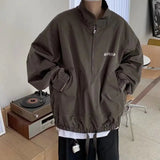 Mens Coat Spring And Autumn Stand Up Collar Half Zipper Oversize High
