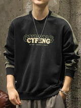 2025 Spring Letter Print New In Sweatshirt Mens Patchwork Long Sleeve
