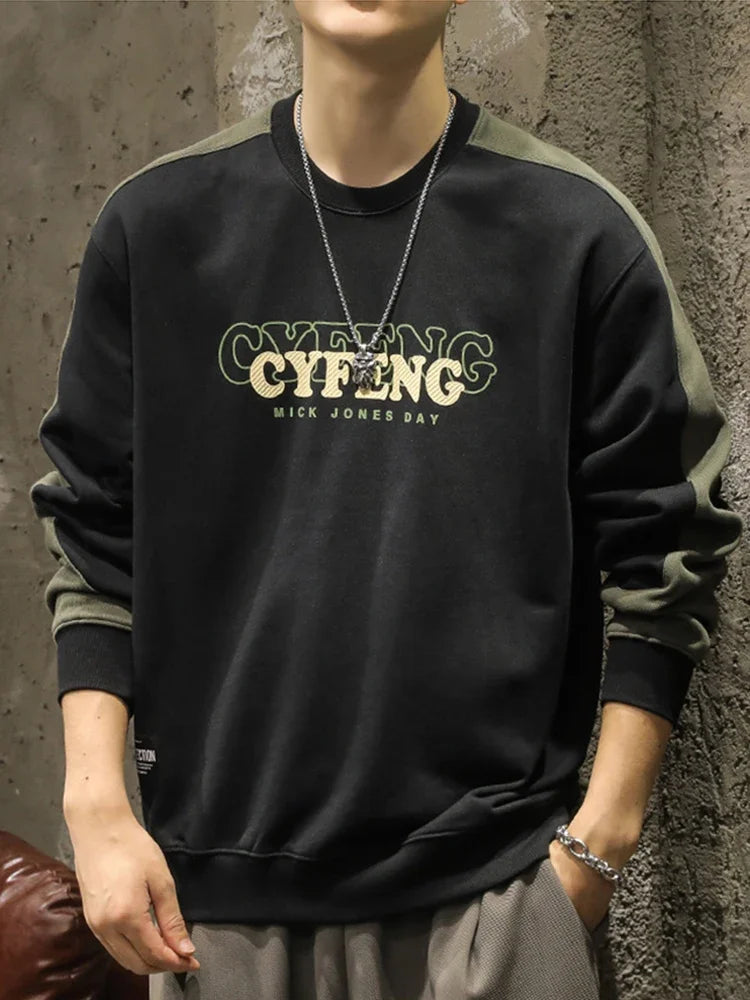 2025 Spring Letter Print New In Sweatshirt Mens Patchwork Long Sleeve