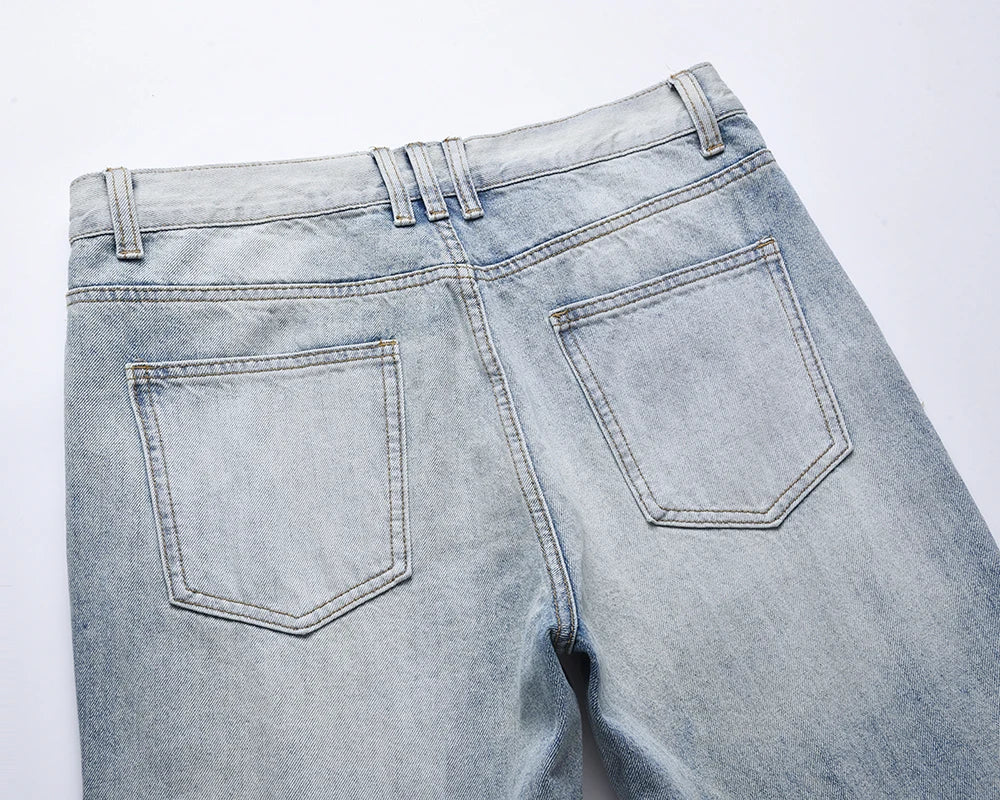 streetwear ripped damaged washed blue baggy denim pants for men straight distressed casual jeans oversized cargo trousers unique cargo style 5304