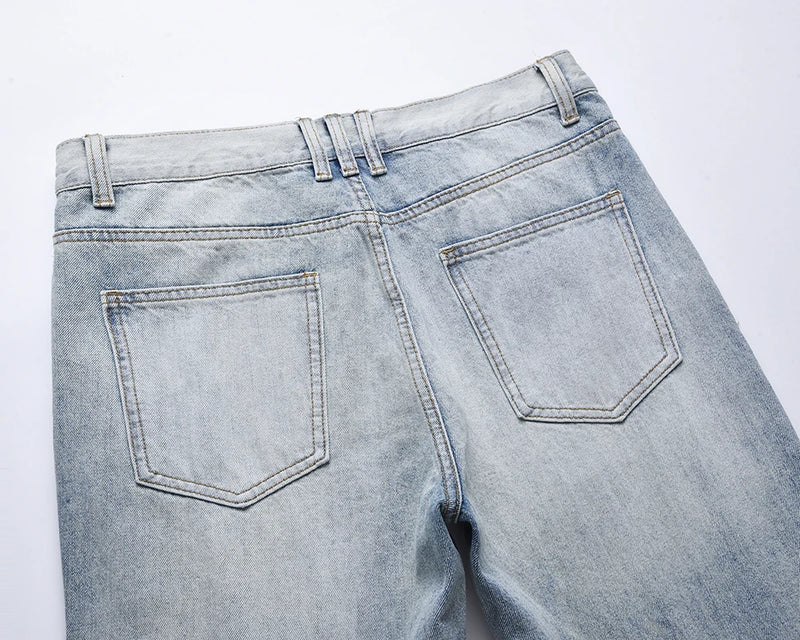 streetwear ripped damaged washed blue baggy denim pants for men straight distressed casual jeans oversized cargo trousers unique cargo style 5304
