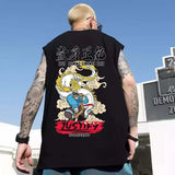 Vaporwave Melting smiley – New Cartoon Japanese Retro Print Sleeveless T Shirt Mens