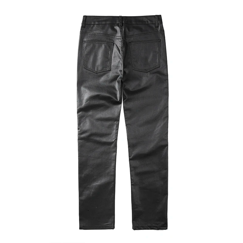 harajuku black jeans mens vibe waxed casual trousers straight pockets oversized pencil pants loose hip hop mens pants unique jeans style 4460