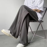 summer texture straight pants for men korean fashion baggy wide leg trousers casual drape pleated striped y2k pantalones hombre minimalist street pants