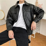 2022 Autumn New Light Luxury Fashion Motorcycle Leather Jacket Men Loose Korean Version PU Leather Jacket Jacket All-match