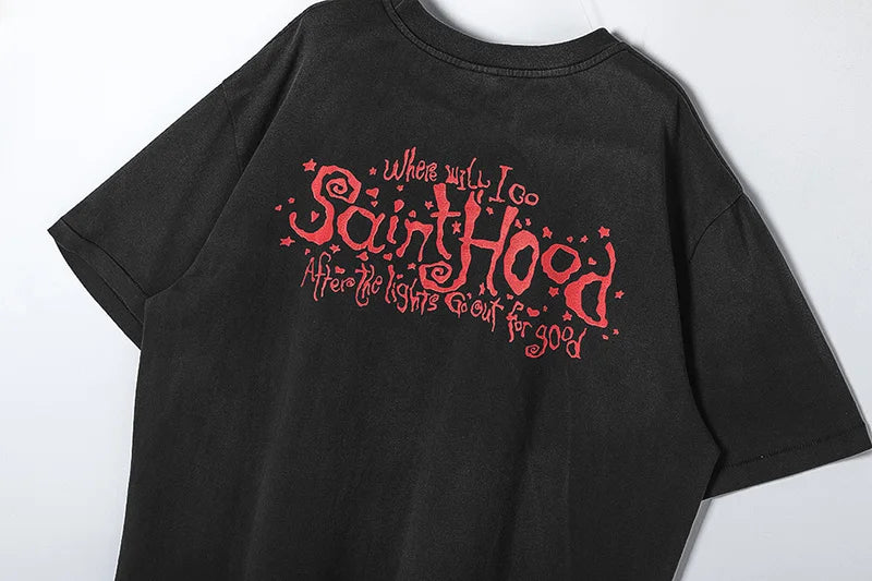 Sadcore T-Shirt – Saint T Shirt Men Woman Summer Good Quality O Neck Loose Let – Urban Streetwear for Men & Women