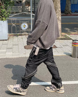 leather varsity streetwear knit with bold stitching, fall/winter pullover for urban outfits, men’s streetwear clothing piece 