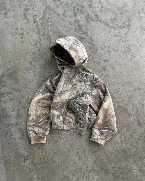New High Street Hip Hop Oversized Camo Hoodies Y2K Retro Hoodie Men Pr