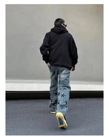mens high street stars embroidery denim jean pants casual loose straight jeans hip hop y2k unisex pants streetwear joggers unique joggers style 3933