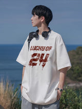 Y2k Vintage anime – Lucky Of 24 Printed Y2K Tshirts Men Fashion Cotton Short Sle