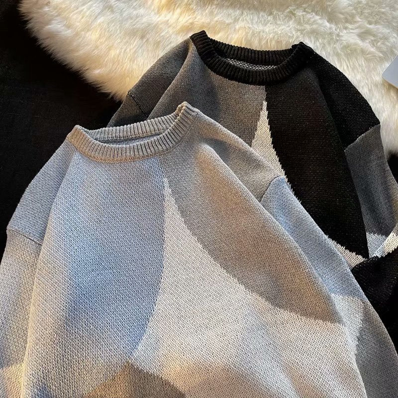 layered flame street knit, photo-ready knit, trendy urban fashion top for men, layered streetwear look