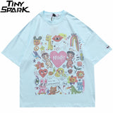 Grunge Vintage t-shirt – Men Oversize T Shirt Hip Hop Streetwear Painting Letter Hear