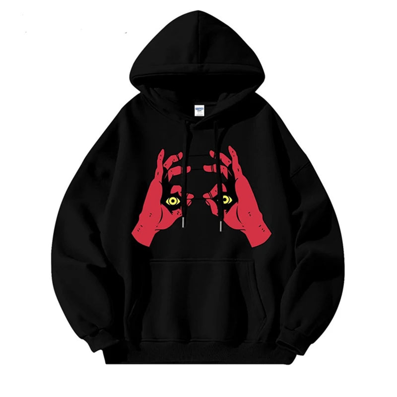 Funny Anime Graphic Printed Hoodies For Men Hip Hop Fashion Hoody Sweatshirts