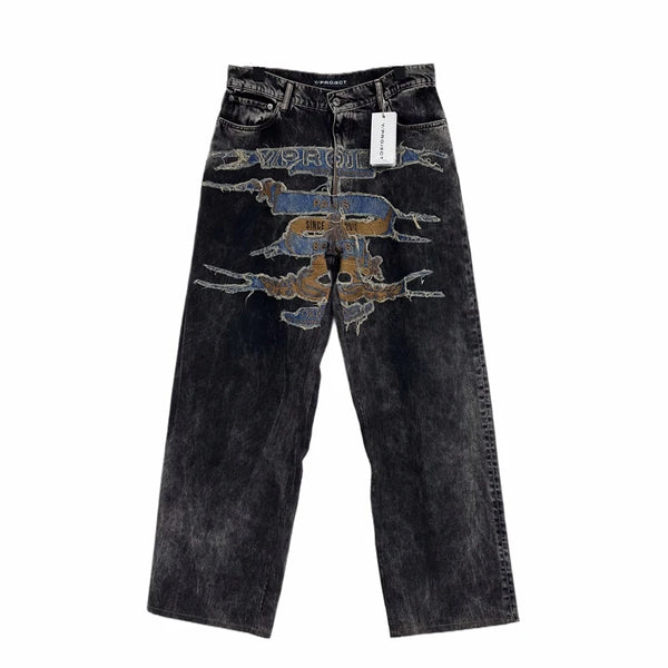 2024 brand new classic embroidered denim zipper fit y project pant jeans cotton denim pants comfort casual jeans 786 urban skinny jeans