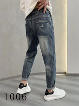 2024 autumn tapered jeans drawstring hip hop baggy designer streetwear mens clothing stylish casual denim harem jeans for men unique jeans style 1665
