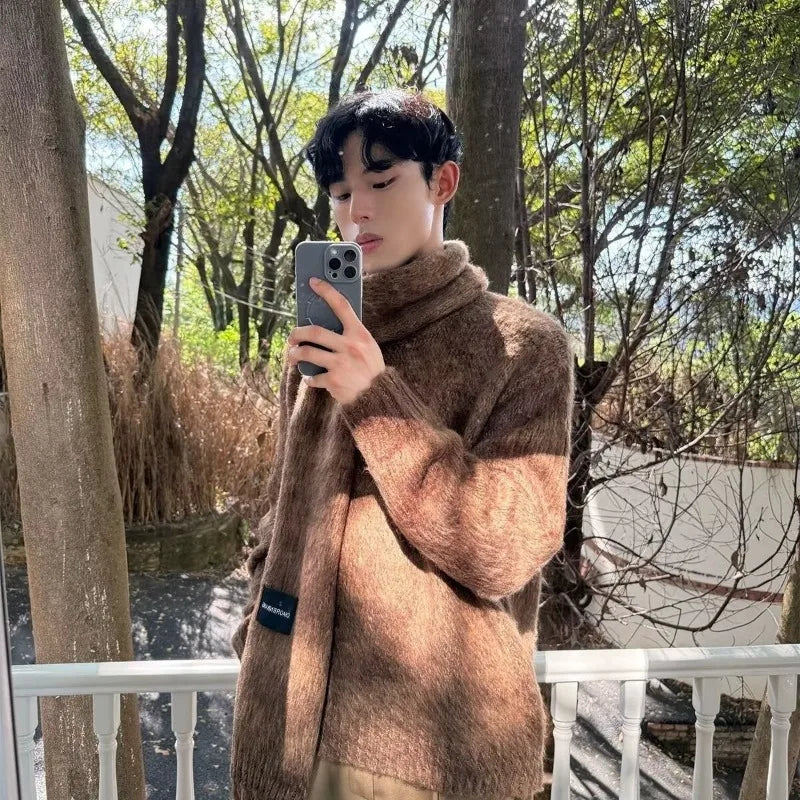 grunge fire sweater, streetwear drip, cozy knitwear for men, oversized grunge aesthetic winter top