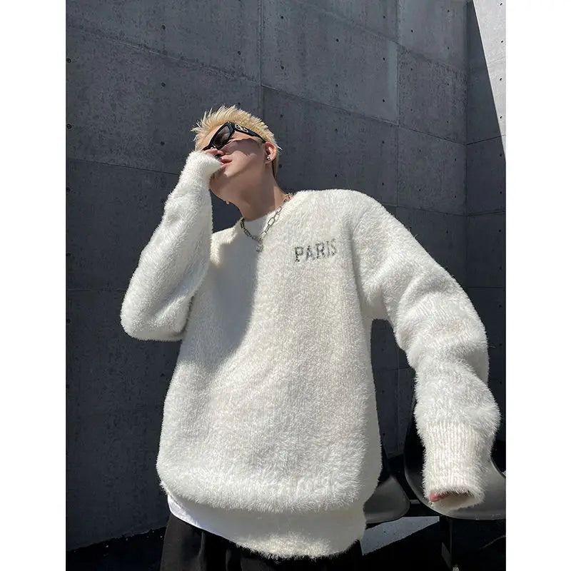 grunge knit pullover for fall and winter, oversized aesthetic with urban style, mens fashion layer for modern streetwear coll