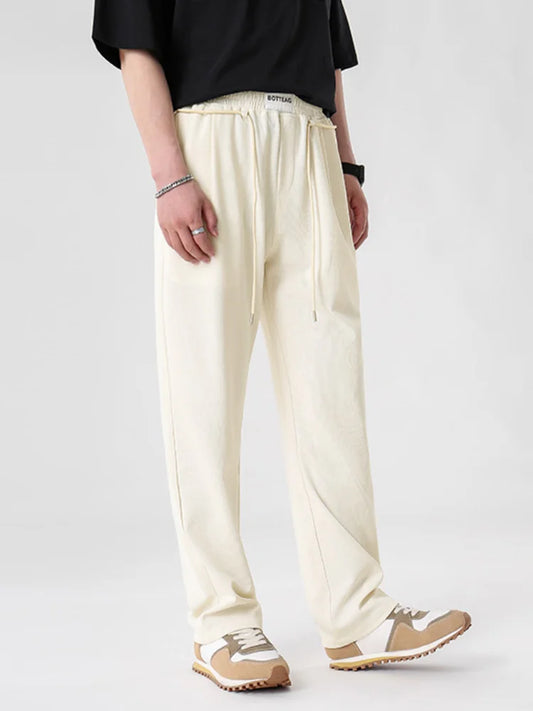 mens pants casual elastic waist drawstring straight trousers streetwear new fashion traf homme pants menswear bottoms