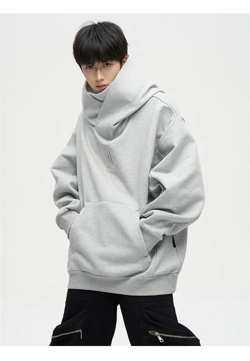 Autumn Ninja Streetwear Turtleneck Hoodies For Men Letter Embroidered Hip Hop Fashion Sweatshirts Y2K Vintage Fleece