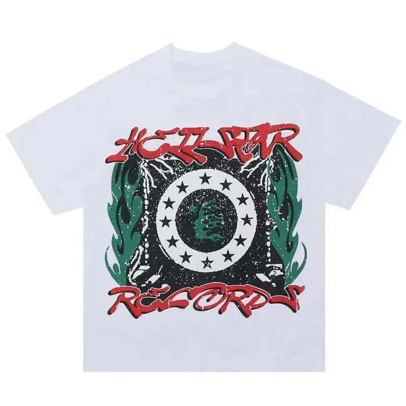 y2k anime streetwear shirt with bold glitchcore graffiti artwork