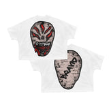 urban cartoon tee with vibrant glitchy text and bold backdrop