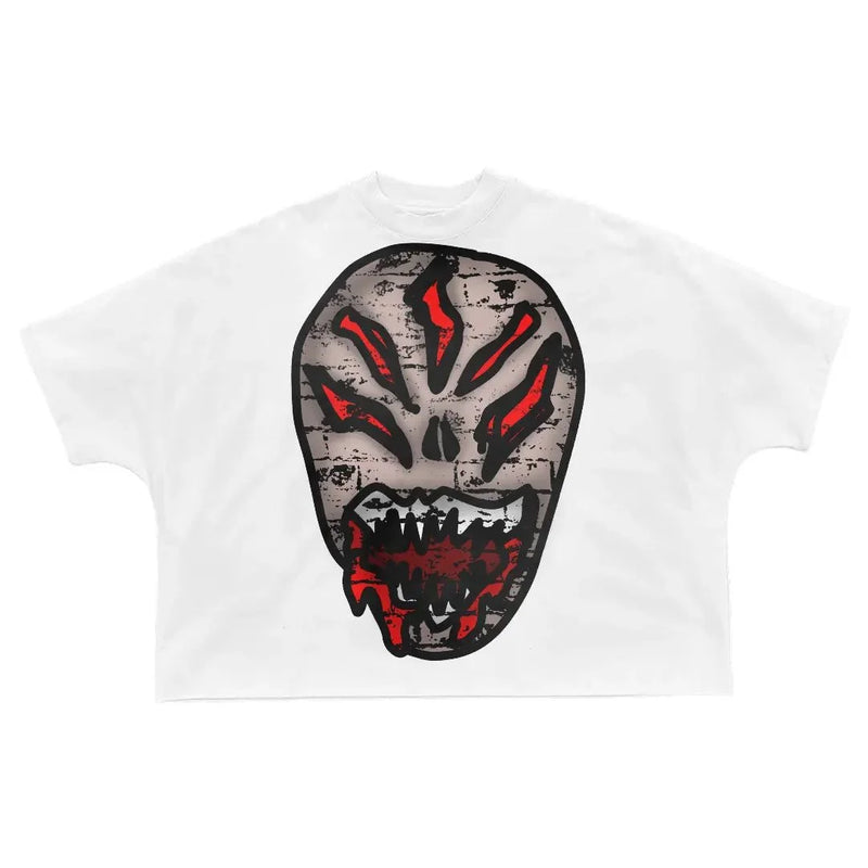 sadcore harajuku t-shirt with stylized manga chaos graphics