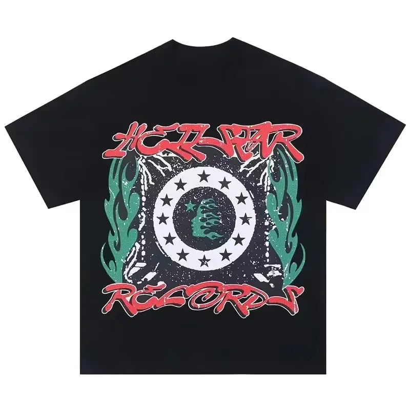 oversized harajuku tee featuring cartoon chaos and techwear print