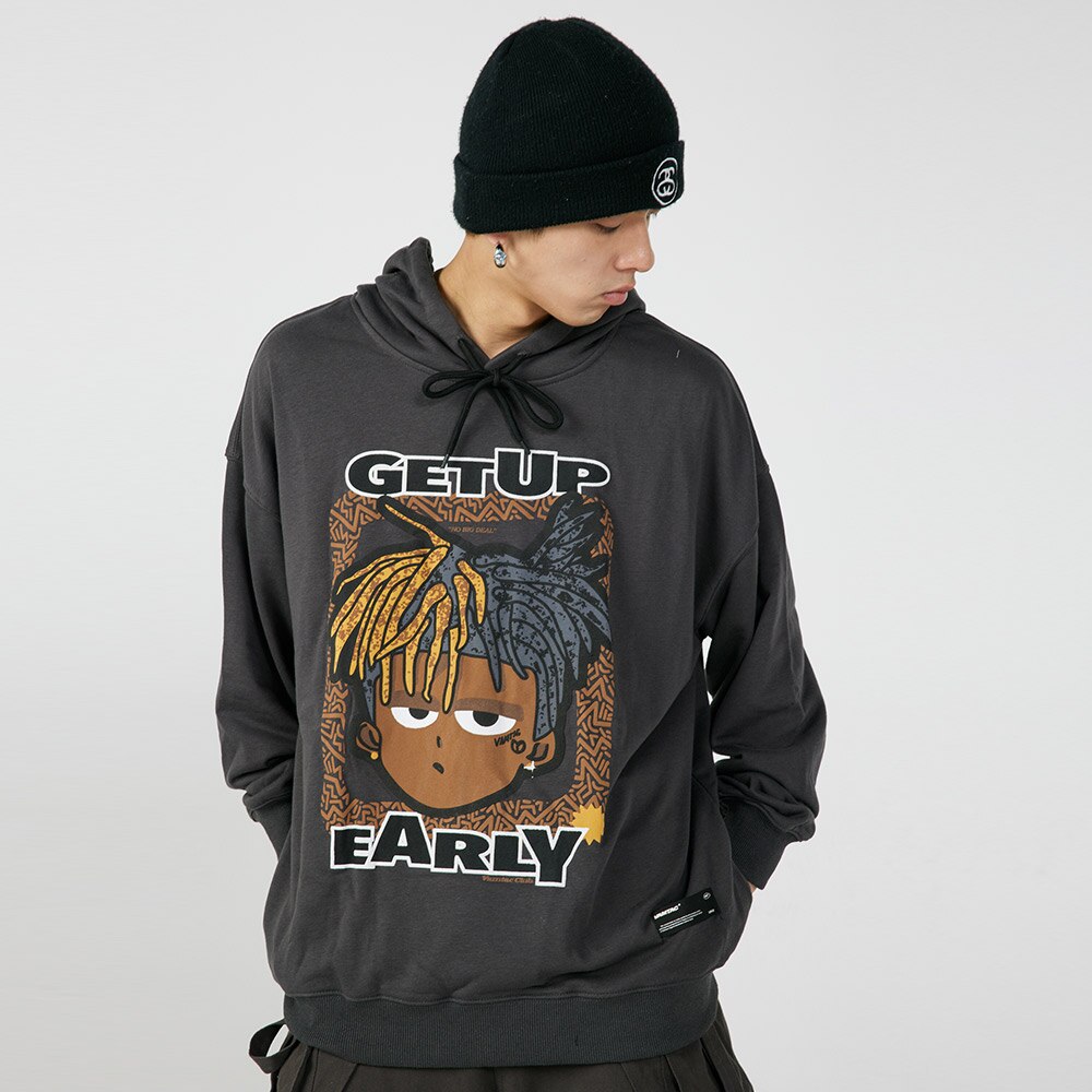 "Get Up Again" Graphic Unisex Streetwear Women Men Y2K Hoodie