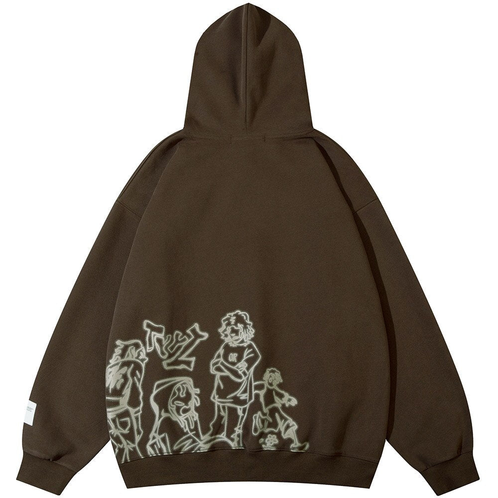 Oversized vintage hoodie with gothic and Y2K graphic design, relaxed streetwear silhouette, and retro urban aesthetic built for daily wear and layered outfits.