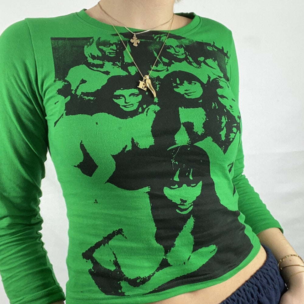 "One Portrait" Women Vintage Long Sleeve Streetwear Sweatshirt