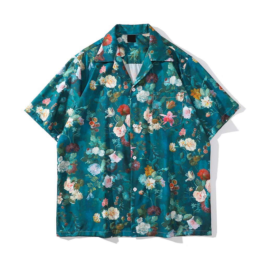 "Ocean Views" Graphic Unisex Streetwear Vintage Women Men Y2K Button Up Shirt
