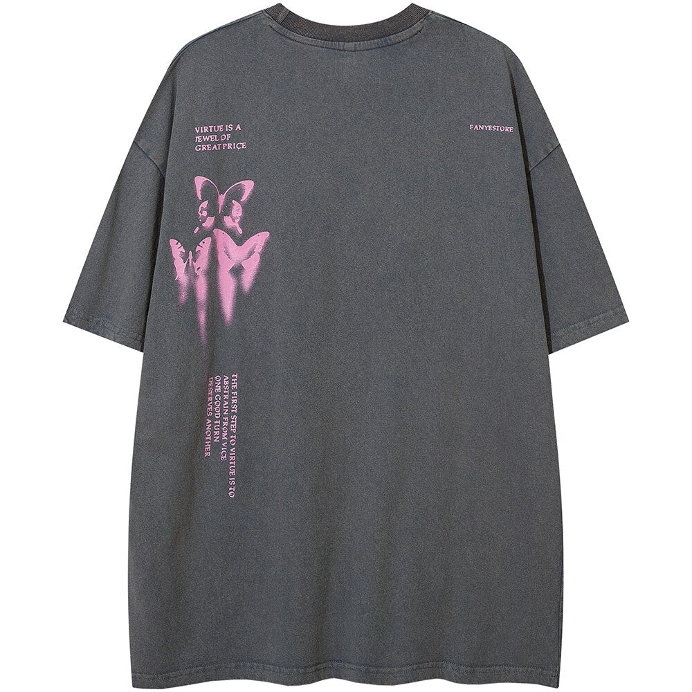 "Grey Beauty" Graphic Unisex Streetwear Women Men Y2K T-Shirt