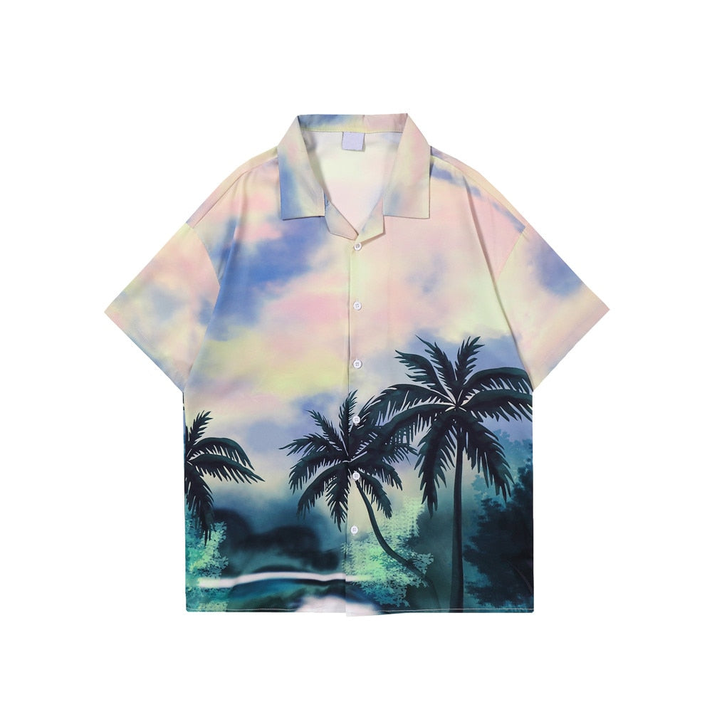 "Sandy Shores" Graphic Unisex Streetwear Vintage Women Men Y2K Button Up Shirt