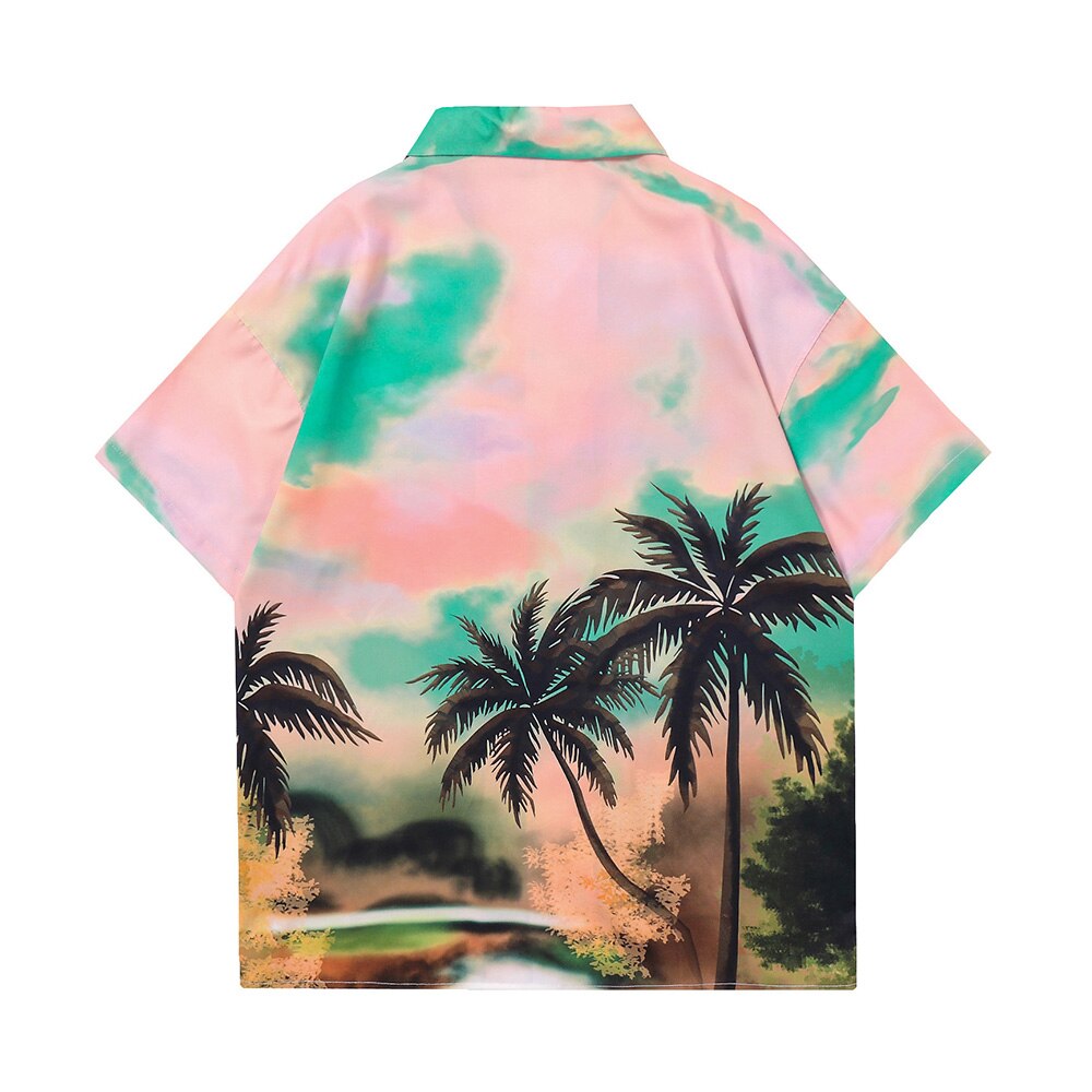 "Sandy Shores" Graphic Unisex Streetwear Vintage Women Men Y2K Button Up Shirt