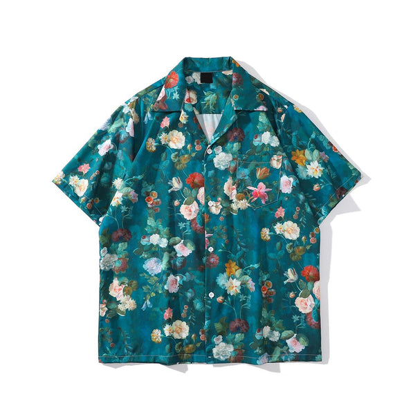 "Ocean Views" Graphic Unisex Streetwear Vintage Women Men Y2K Button Up Shirt