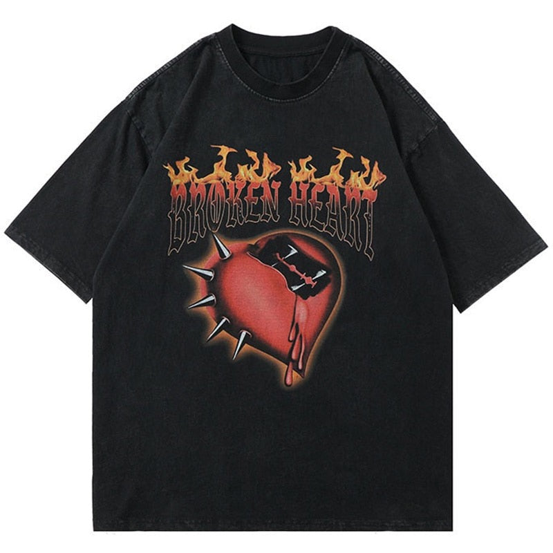 "Broken Heart" Unisex Oversized Men Women Graphic T-Shirt