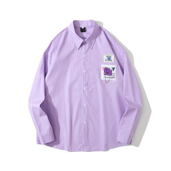 "Studio Executive" Graphic Unisex Streetwear Vintage Women Men Y2K Button Up Shirt